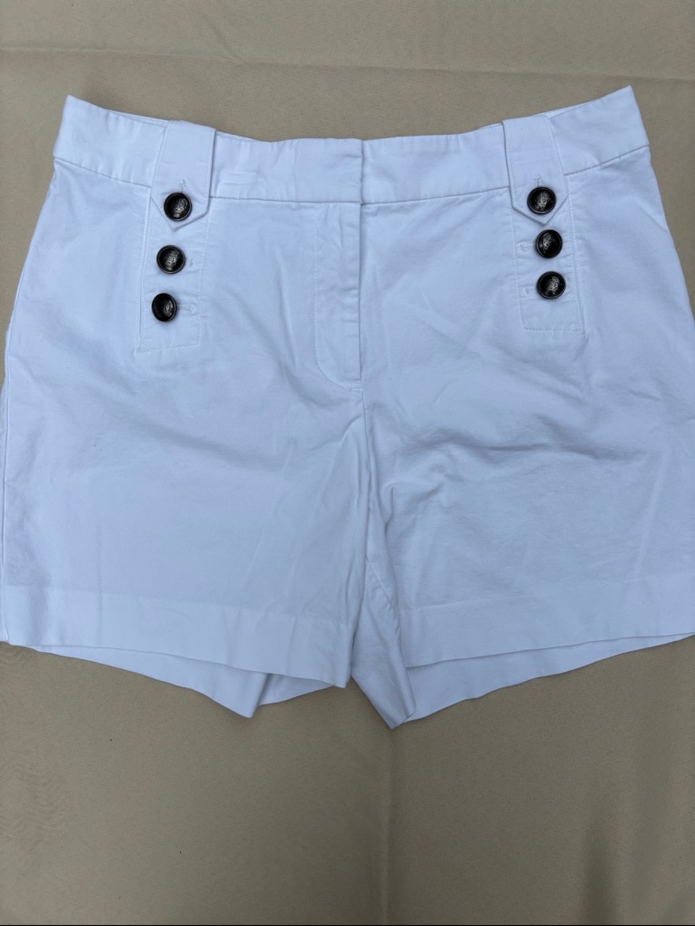 Talbots White Button-Trim High-Rise Bermuda Shorts